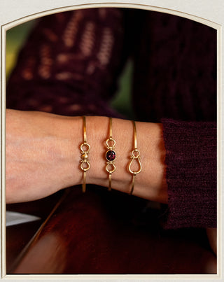 18k Gold Burgundy Tourmaline Lyre Butterfly Cuff on wrist