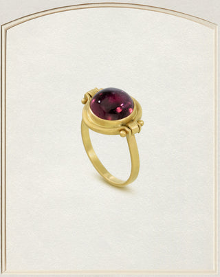 Magenta Tourmaline Lyre Ring in 18k Gold