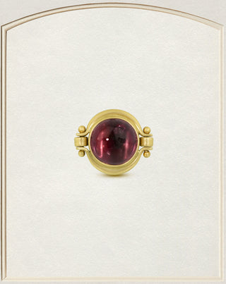 Magenta Tourmaline Lyre Ring in 18k Gold