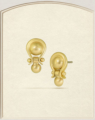 18k Gold Lyre Door Knocker Studs