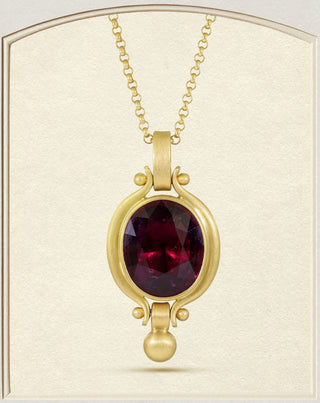 Rubellite Tourmaline Oval Pendant in 18k Gold