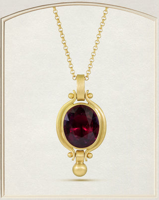 Rubellite Tourmaline Oval Pendant in 18k Gold