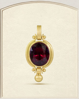 Rubellite Tourmaline Oval Pendant in 18k Gold
