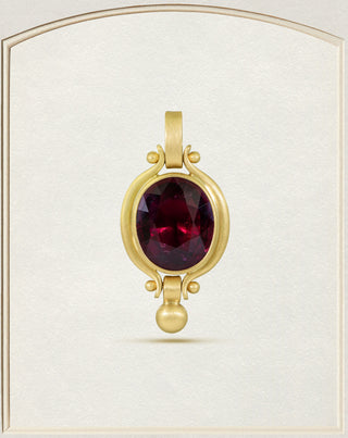 Rubellite Tourmaline Oval Pendant in 18k Gold