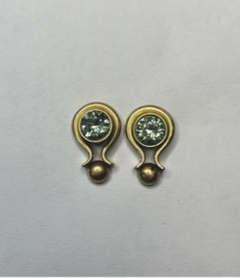 18k Gold Mint Garnet Lyre Door Knocker Studs