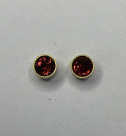 18k Gold Orange Red Tourmaline Lyre Hoops